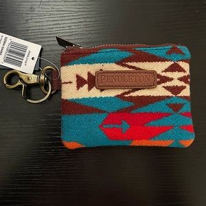 Pendleton ID Pouch with Key Ring in Tucson Turquoise Wallet, Wool, Coin Purse